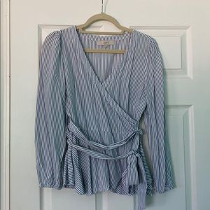 Loft wrap around blouse striped